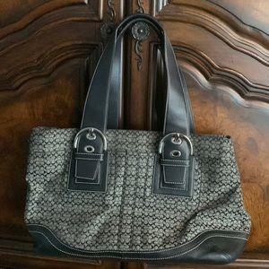 Grey and Black Coach Purse